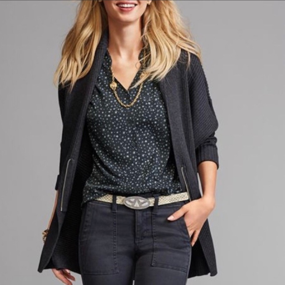 Cabi Astral Blouse Star Patterned Button Down Tank - image 2